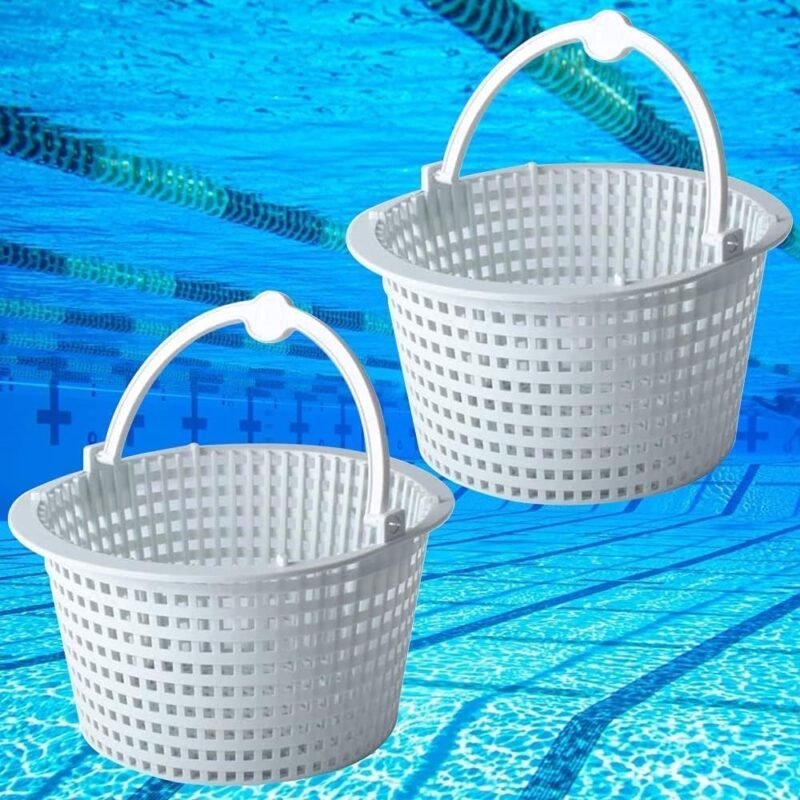 𝗨𝗽𝗴𝗿𝗮𝗱𝗲𝗱 SPX1091C Skimmer Basket 2-Pack Compatible with Haywardd Automatic Skimmers SP1091LX,SP1091WM,6.4" Top, 3.4" Deep, 4.7" Bottom with Handle, Set of 2 Above Ground Pool Skimmer Basket