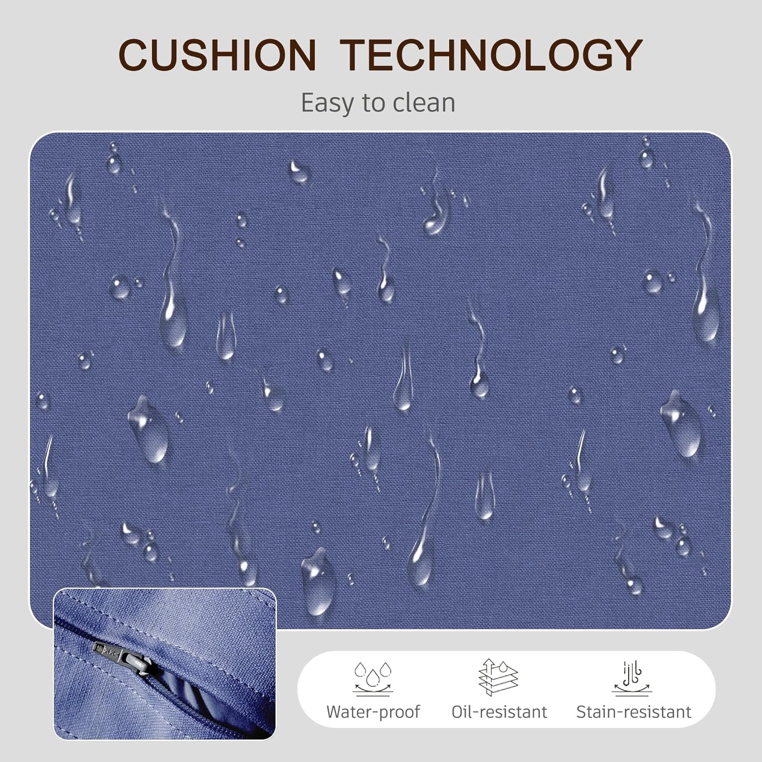 3 Pieces Glider Rocking Chairs, Outdoor Swivel Rocker Chairs with Thick Cushion, Patio Bistro Furniture Set with Side Table, Rope Conversation Sets for Porch Balcony Backyard Deck, Blue Cushions - Image 6